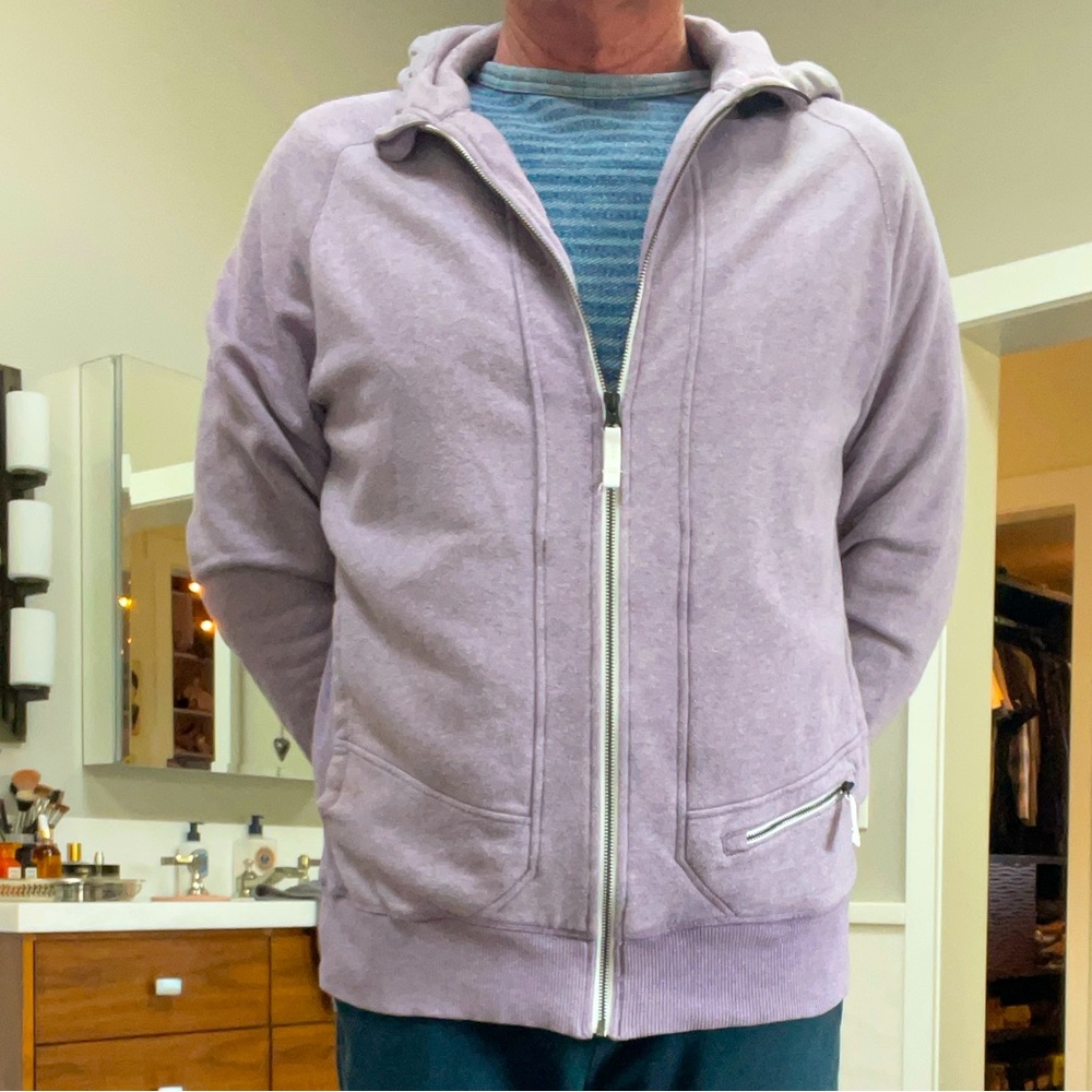 Mens LuLulemon Full-zip hooded sweatshirt. Heavy Dusty lavender heather. Large
